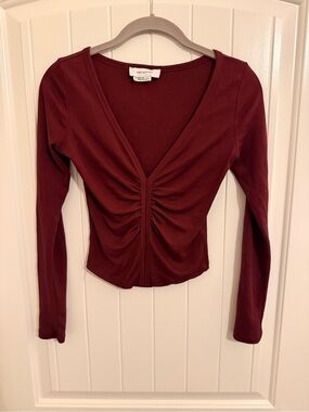 Urban Outfitters Deep V Long Sleeve Top